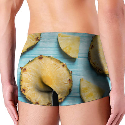 Sliced Pineapple Print Men's Boxer Briefs