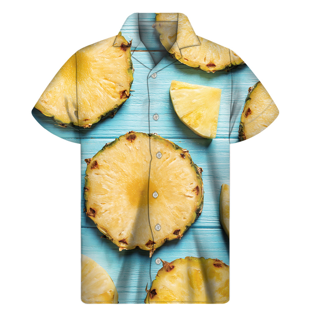 Sliced Pineapple Print Men's Short Sleeve Shirt