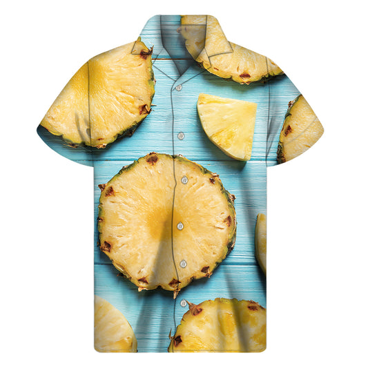 Sliced Pineapple Print Men's Short Sleeve Shirt