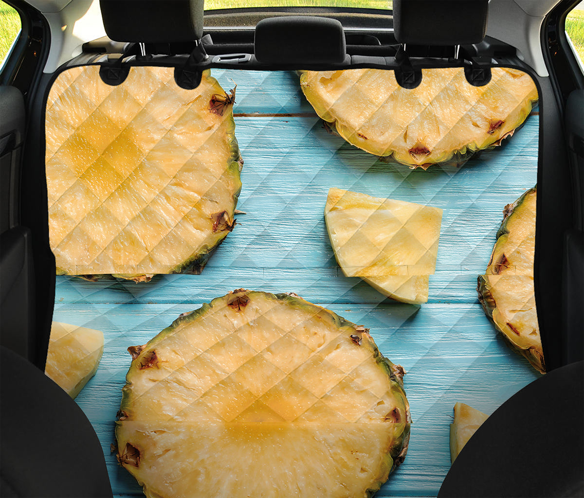 Sliced Pineapple Print Pet Car Back Seat Cover