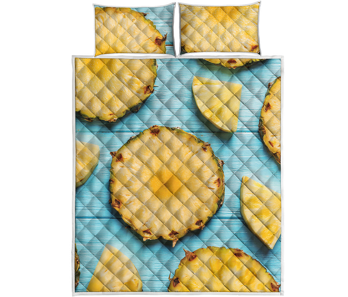 Sliced Pineapple Print Quilt Bed Set