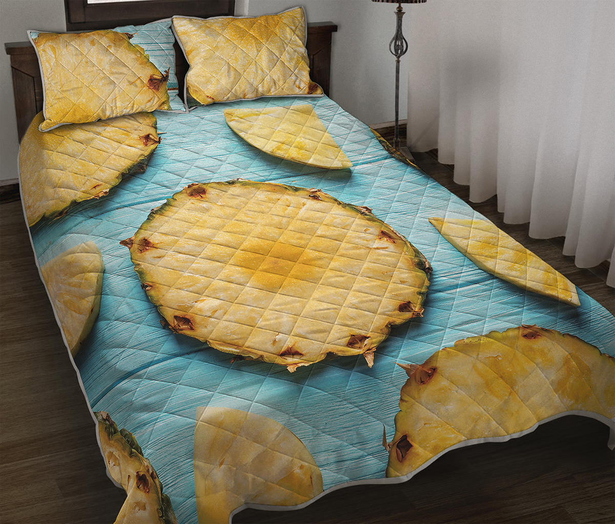 Sliced Pineapple Print Quilt Bed Set