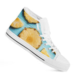 Sliced Pineapple Print White High Top Shoes