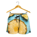 Sliced Pineapple Print Women's Shorts