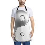 Sliver And White Yin Yang Print Apron