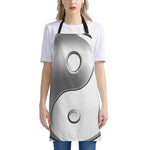 Sliver And White Yin Yang Print Apron