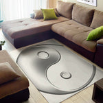 Sliver And White Yin Yang Print Area Rug