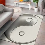 Sliver And White Yin Yang Print Area Rug