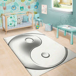 Sliver And White Yin Yang Print Area Rug