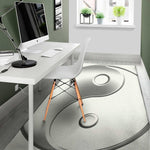 Sliver And White Yin Yang Print Area Rug
