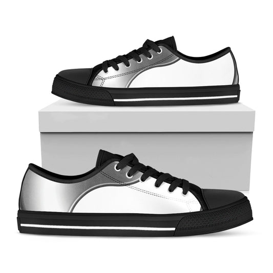 Sliver And White Yin Yang Print Black Low Top Shoes 