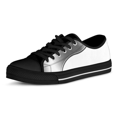 Sliver And White Yin Yang Print Black Low Top Shoes 