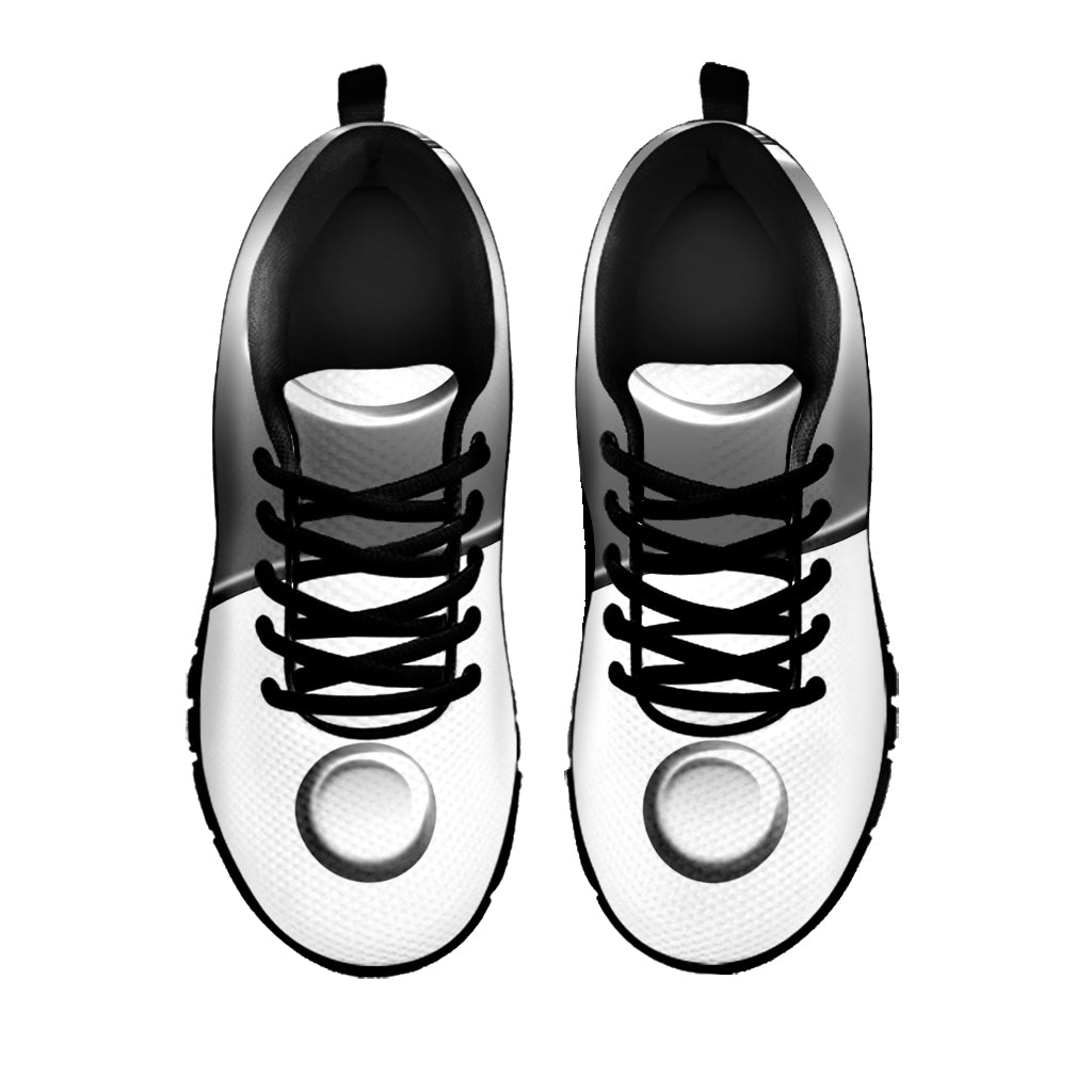 Sliver And White Yin Yang Print Black Sneakers