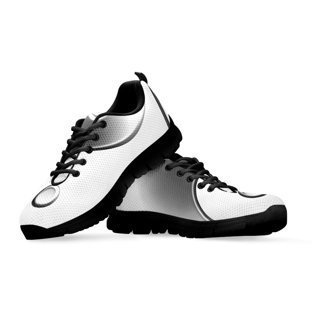 Sliver And White Yin Yang Print Black Sneakers