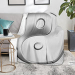 Sliver And White Yin Yang Print Blanket