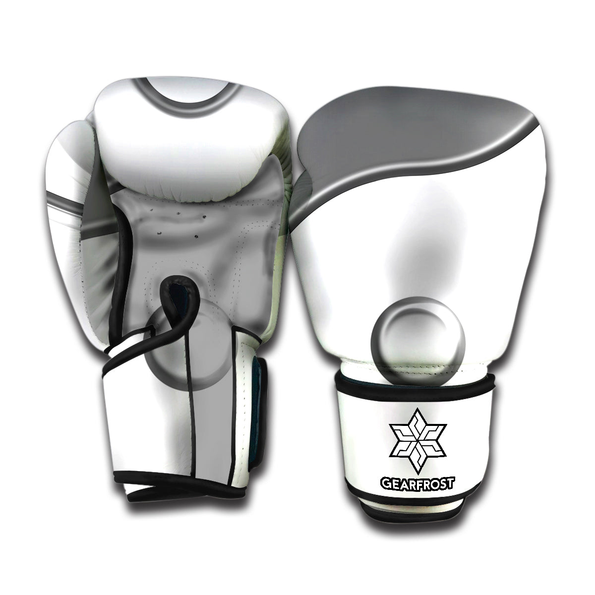 Sliver And White Yin Yang Print Boxing Gloves