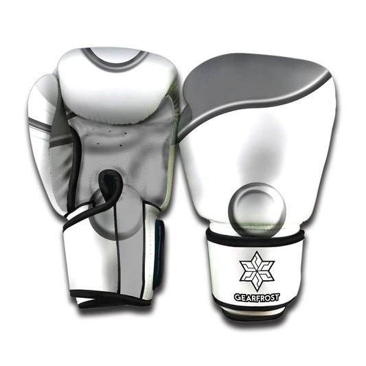 Sliver And White Yin Yang Print Boxing Gloves