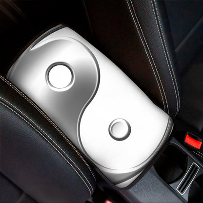 Sliver And White Yin Yang Print Car Center Console Cover