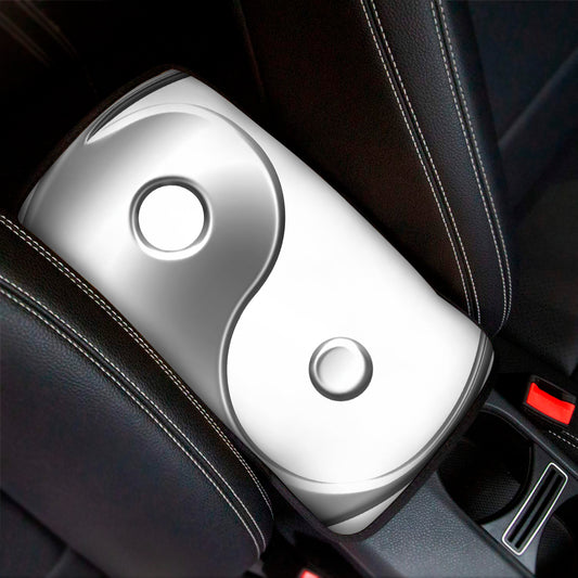 Sliver And White Yin Yang Print Car Center Console Cover