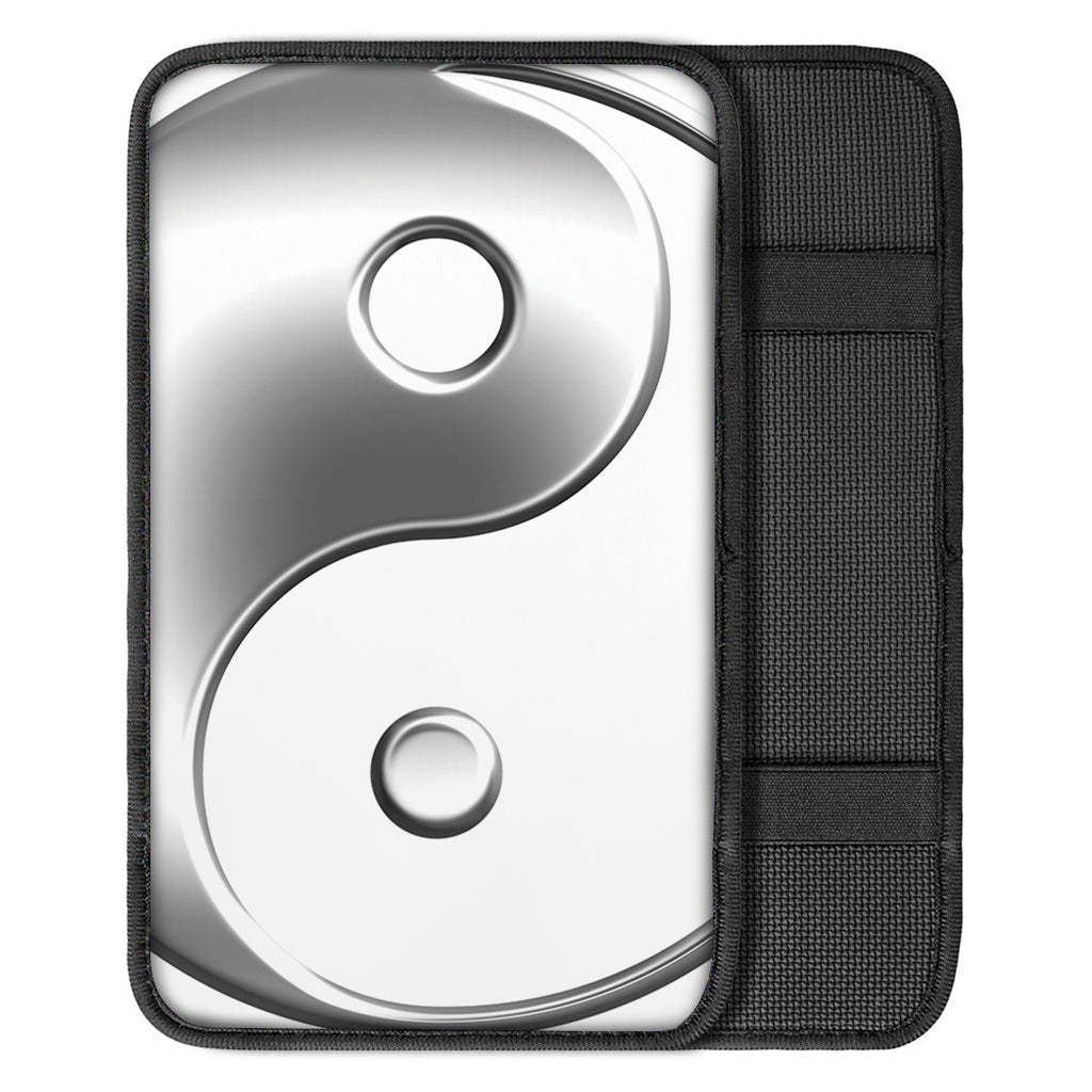 Sliver And White Yin Yang Print Car Center Console Cover