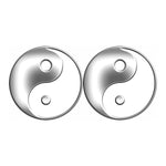 Sliver And White Yin Yang Print Car Coasters