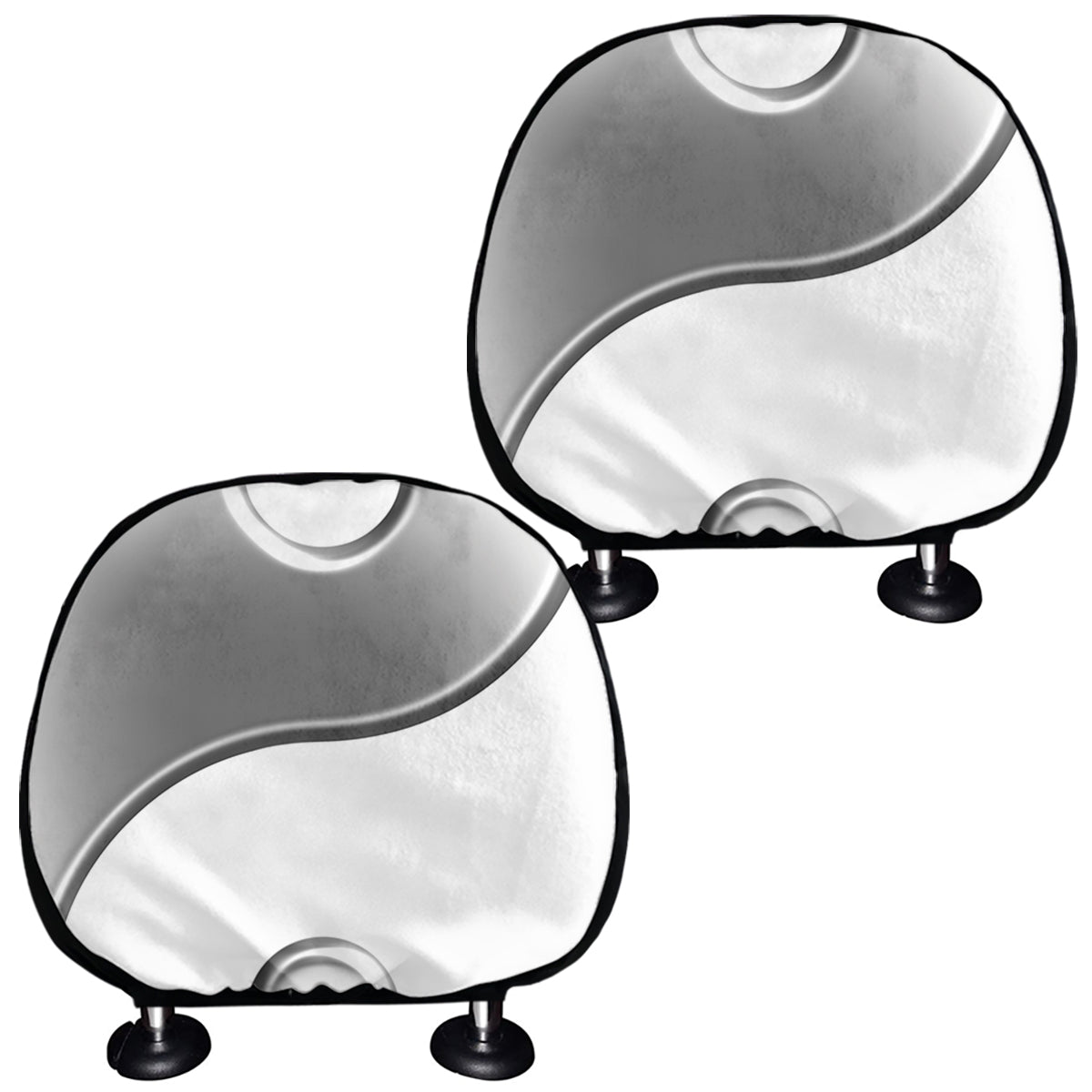 Sliver And White Yin Yang Print Car Headrest Covers