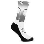 Sliver And White Yin Yang Print Crew Socks