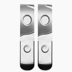 Sliver And White Yin Yang Print Crew Socks