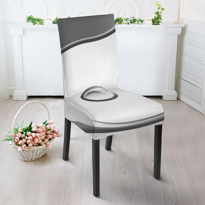 Sliver And White Yin Yang Print Dining Chair Slipcover