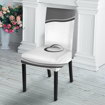Sliver And White Yin Yang Print Dining Chair Slipcover