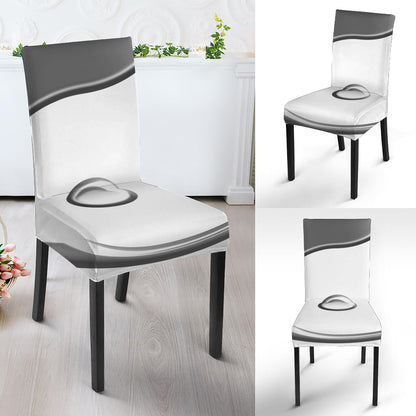 Sliver And White Yin Yang Print Dining Chair Slipcover