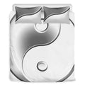 Sliver And White Yin Yang Print Duvet Cover Bedding Set