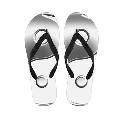 Sliver And White Yin Yang Print Flip Flops