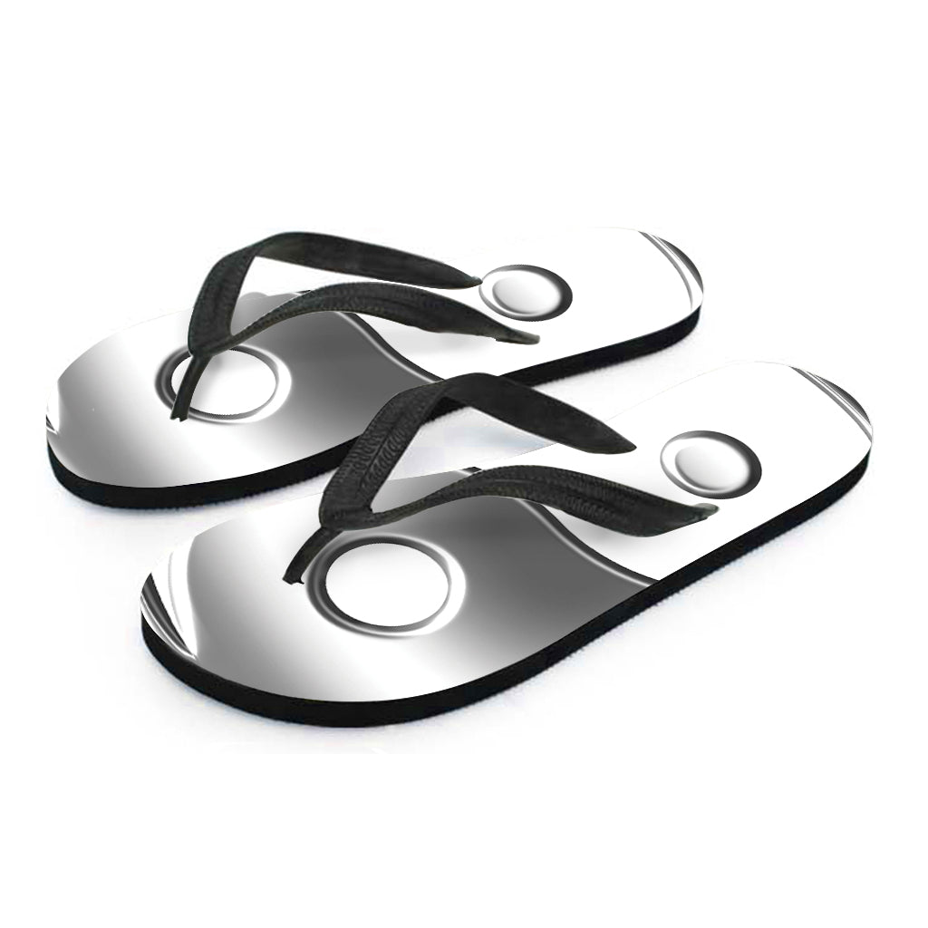 Sliver And White Yin Yang Print Flip Flops