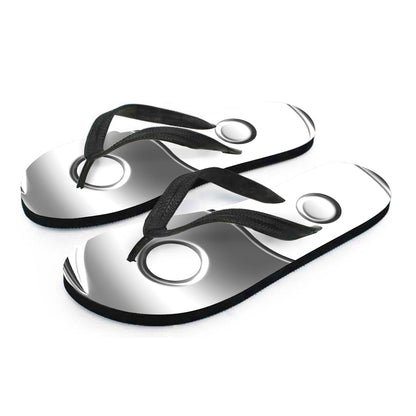 Sliver And White Yin Yang Print Flip Flops