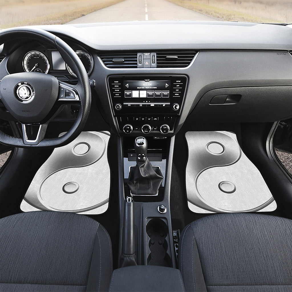 Sliver And White Yin Yang Print Front and Back Car Floor Mats