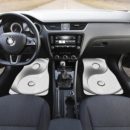 Sliver And White Yin Yang Print Front Car Floor Mats