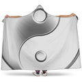 Sliver And White Yin Yang Print Hooded Blanket