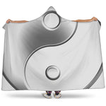 Sliver And White Yin Yang Print Hooded Blanket