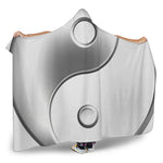 Sliver And White Yin Yang Print Hooded Blanket