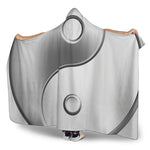 Sliver And White Yin Yang Print Hooded Blanket