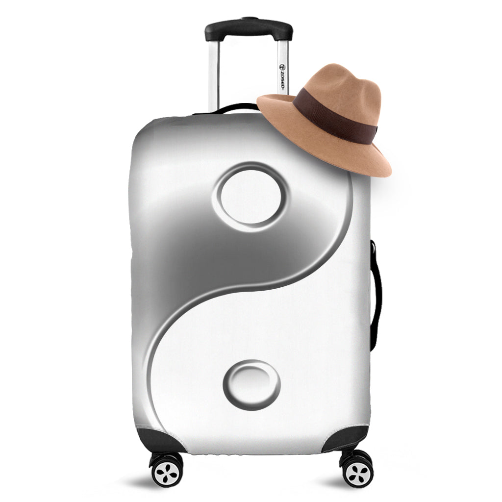 Sliver And White Yin Yang Print Luggage Cover