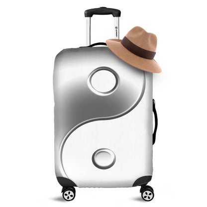 Sliver And White Yin Yang Print Luggage Cover