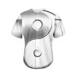 Sliver And White Yin Yang Print Men's Baseball Jersey