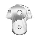 Sliver And White Yin Yang Print Men's Baseball Jersey