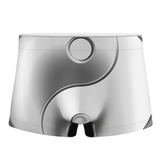 Sliver And White Yin Yang Print Men's Boxer Briefs