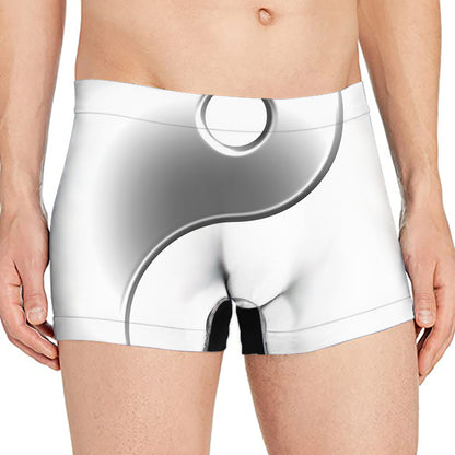 Sliver And White Yin Yang Print Men's Boxer Briefs
