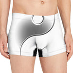 Sliver And White Yin Yang Print Men's Boxer Briefs