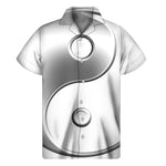 Sliver And White Yin Yang Print Men's Short Sleeve Shirt