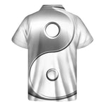 Sliver And White Yin Yang Print Men's Short Sleeve Shirt